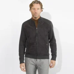 New Knit Blouson With Crocodile Leather Inserts Mens Knitwear