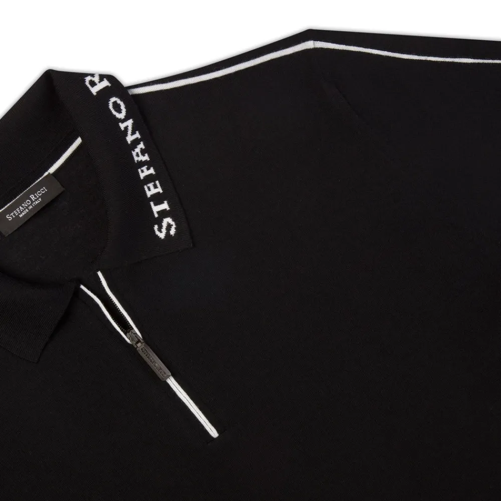 Best Sale Knit Long Sleeve Zip Polo Mens Knitwear