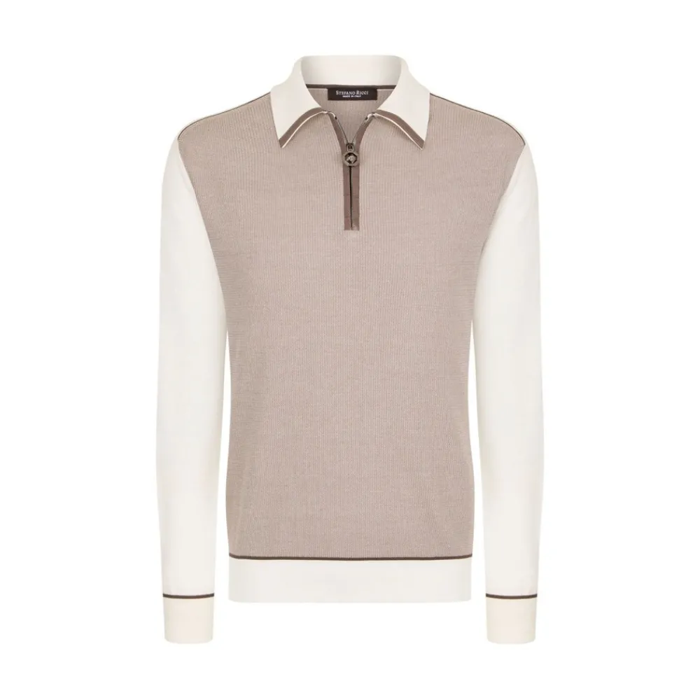 Outlet Knit Long Sleeve Zip Polo Mens Knitwear