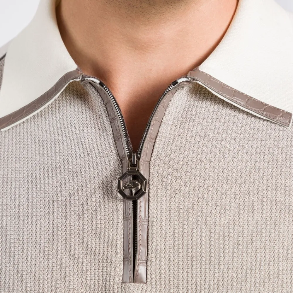 Outlet Knit Long Sleeve Zip Polo Mens Knitwear
