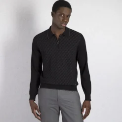 Best Knit Long Sleeve Zip Polo Mens Knitwear