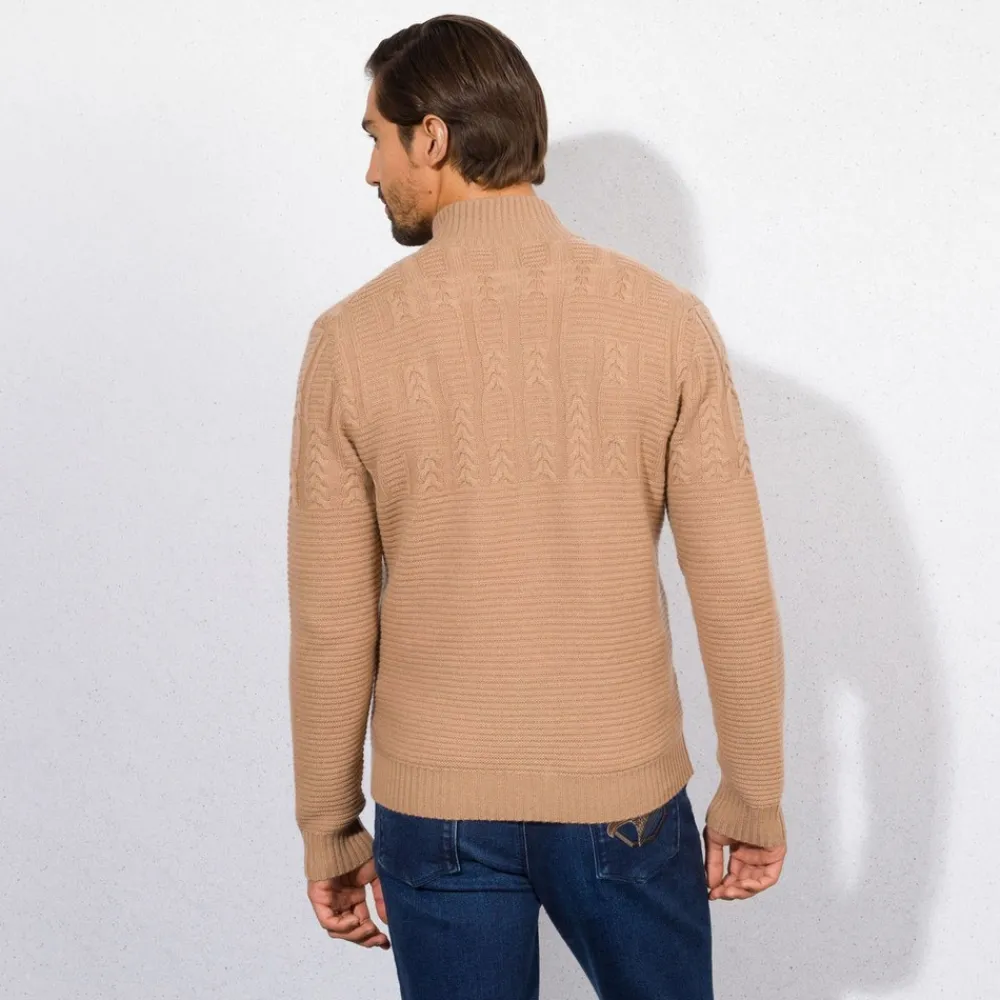 Fashion Knit Mockneck Zip Sweater Mens Knitwear