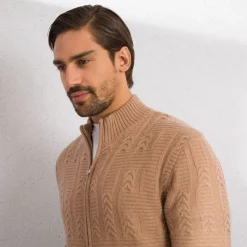 Fashion Knit Mockneck Zip Sweater Mens Knitwear