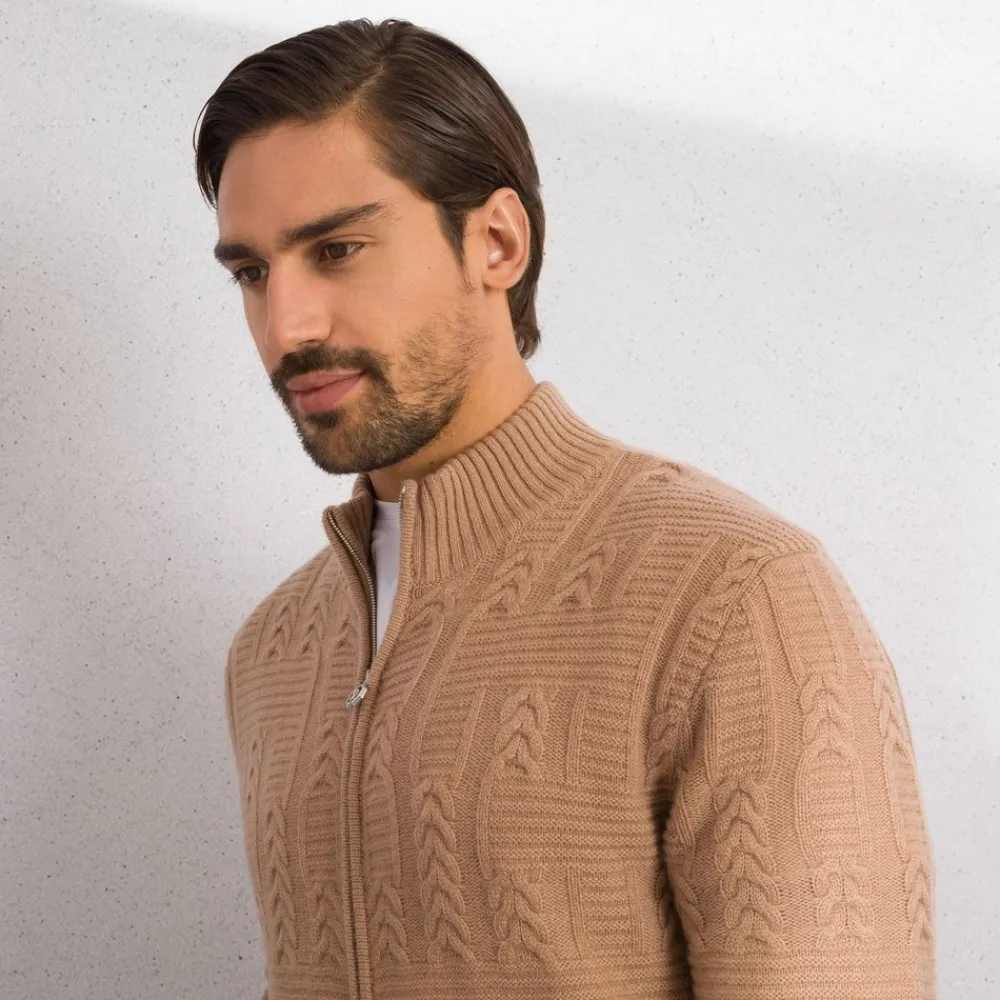 Fashion Knit Mockneck Zip Sweater Mens Knitwear
