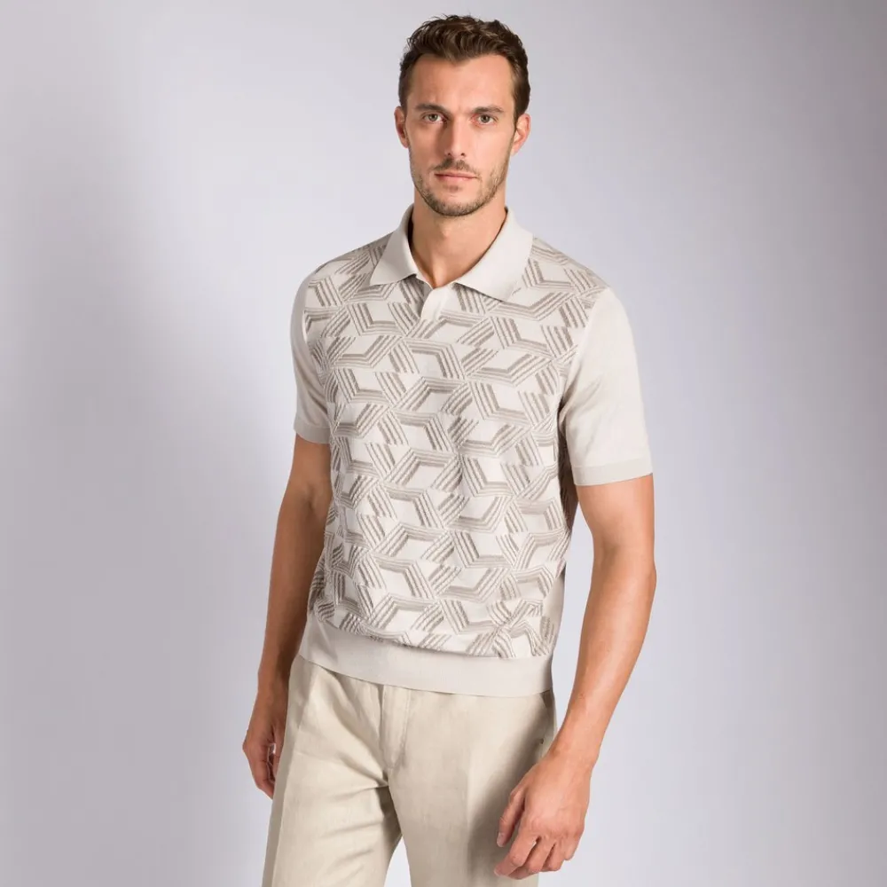 Online Knit Short Sleeve Polo Mens Knitwear
