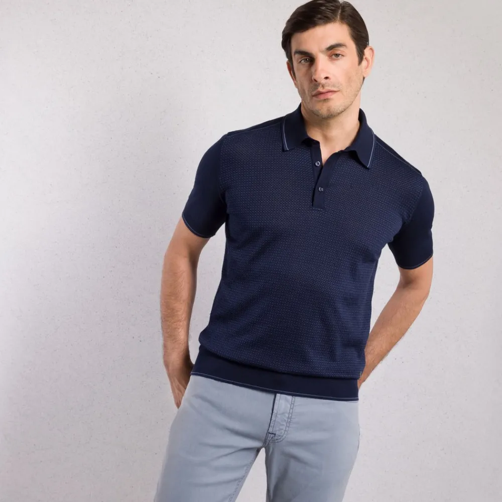 Cheap Knit Short Sleeve Three-Button Polo Mens Knitwear