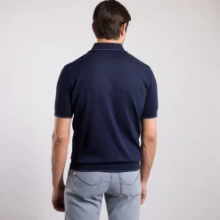 Cheap Knit Short Sleeve Three-Button Polo Mens Knitwear