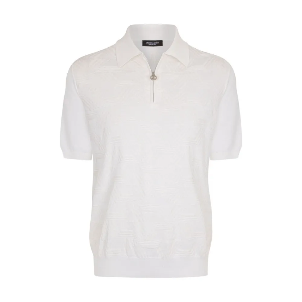 New Knit Short Sleeve Zip Polo Mens Knitwear