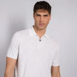 New Knit Short Sleeve Zip Polo Mens Knitwear