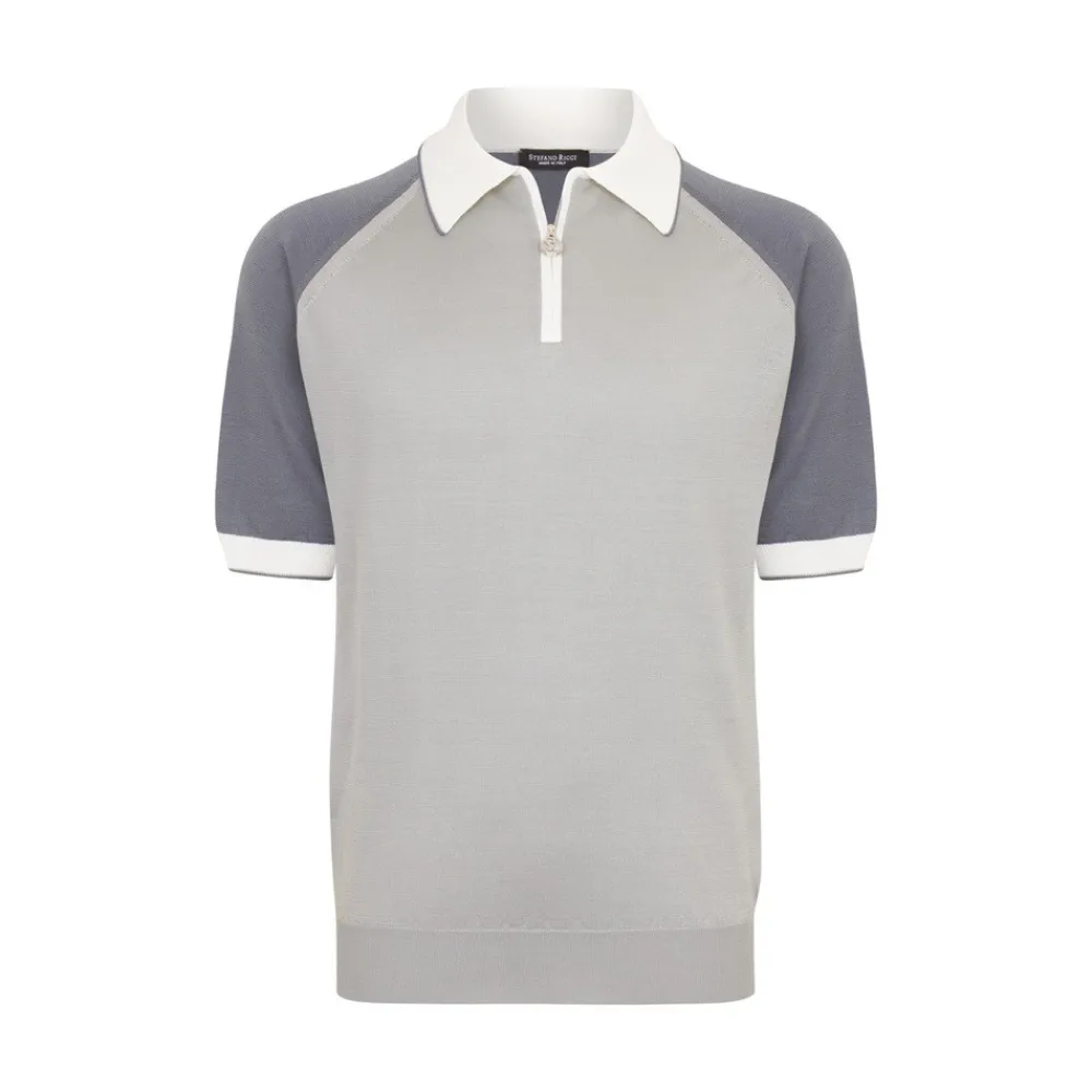Clearance Knit Short Sleeve Zip Polo Mens Knitwear
