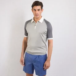 Clearance Knit Short Sleeve Zip Polo Mens Knitwear