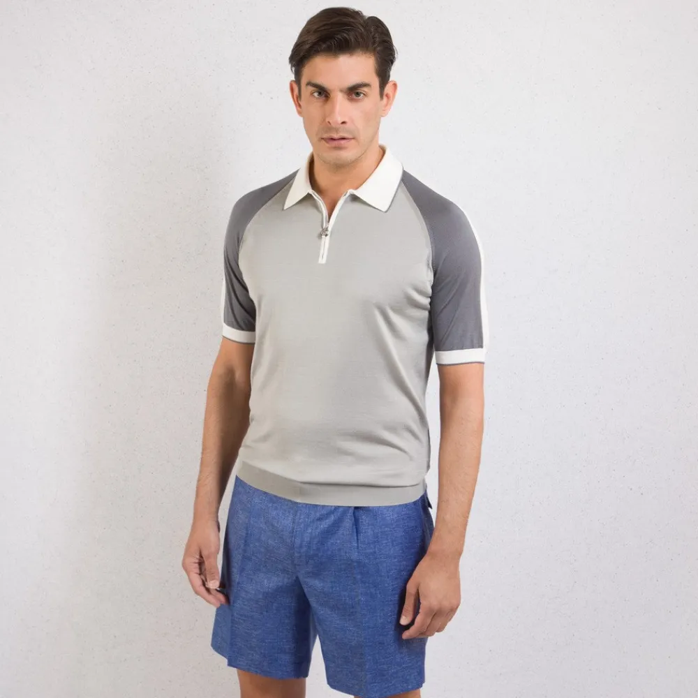 Clearance Knit Short Sleeve Zip Polo Mens Knitwear