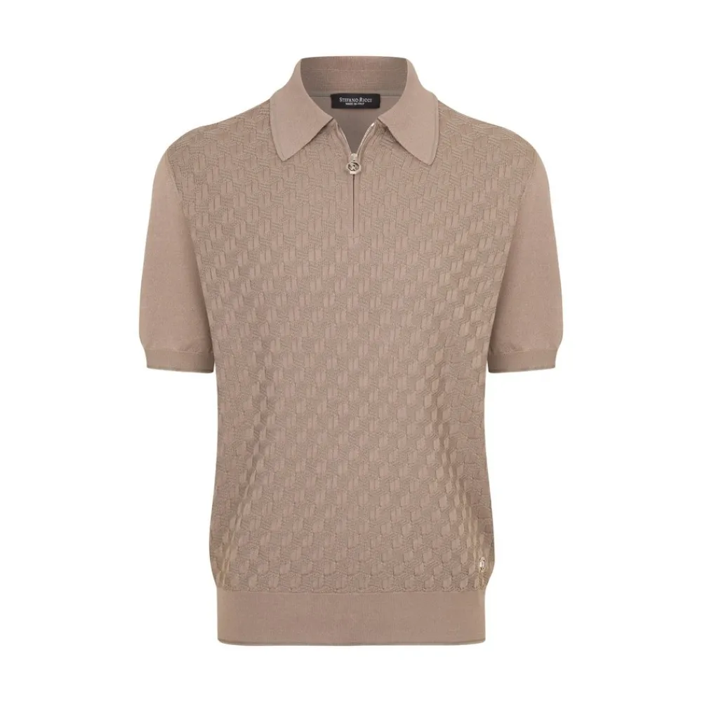Outlet Knit Short Sleeve Zip Polo Mens Knitwear