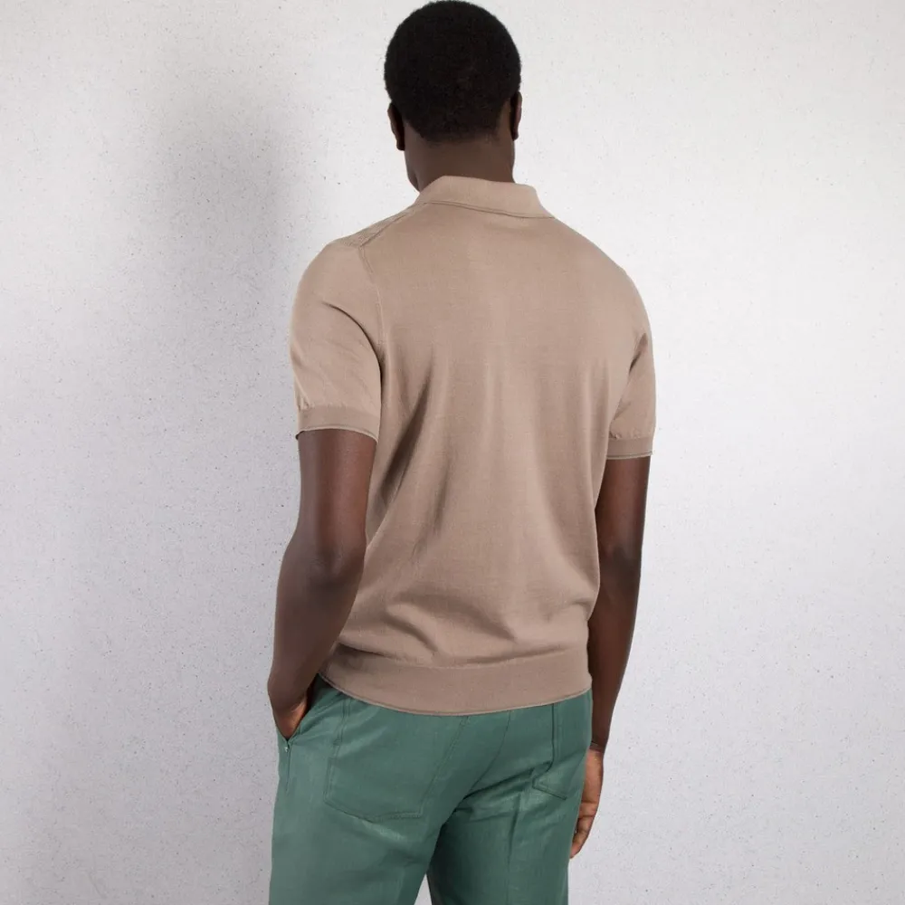 Outlet Knit Short Sleeve Zip Polo Mens Knitwear