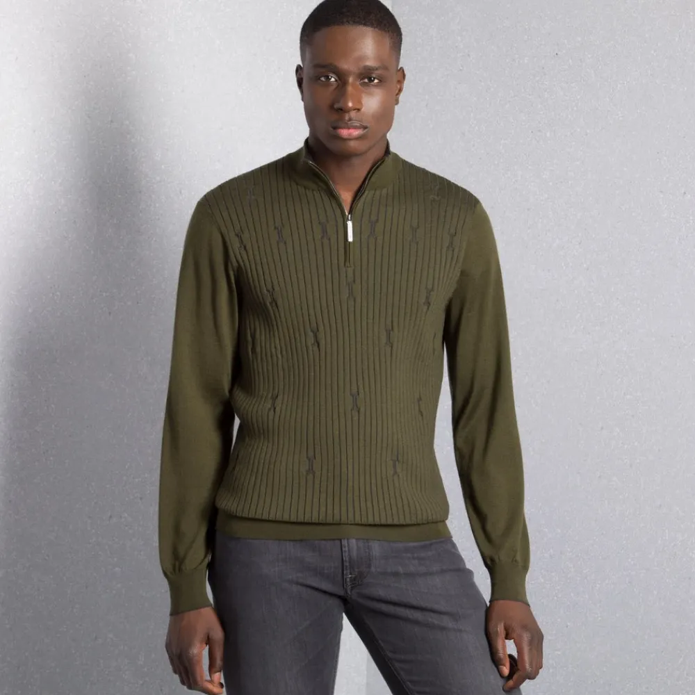 Hot Knit Zip Mockneck Sweater Mens Knitwear