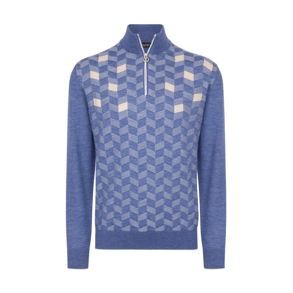 Fashion Knit Zip Mockneck Sweater Mens Knitwear