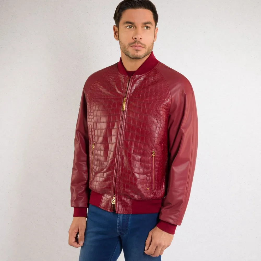 Online Lambskin And Crocodile Blouson Mens Outerwear
