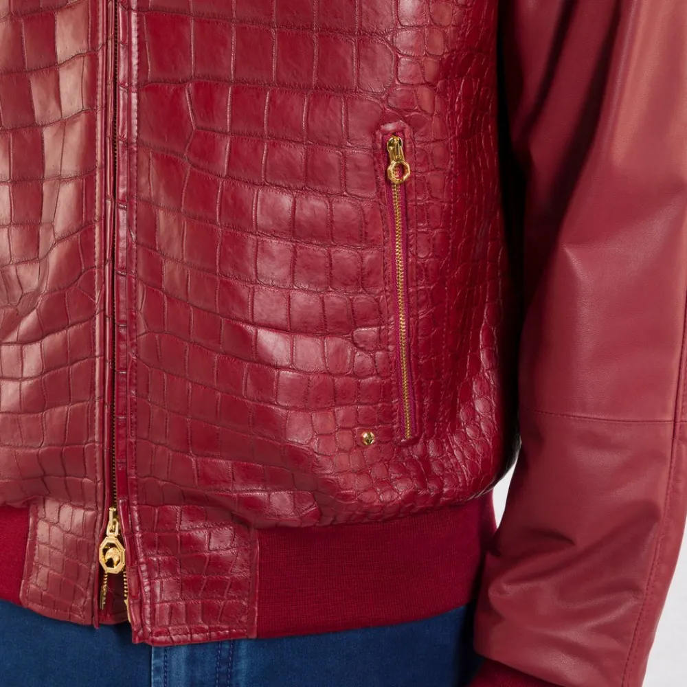 Online Lambskin And Crocodile Blouson Mens Outerwear