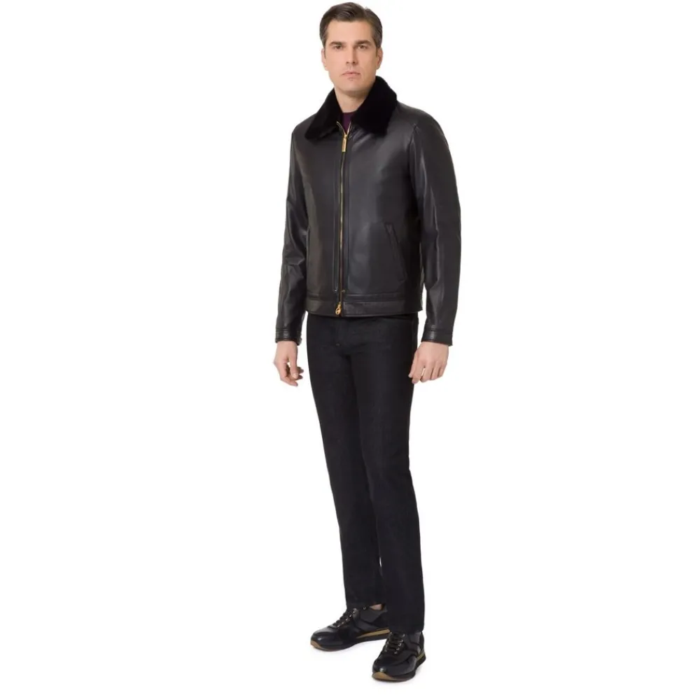Outlet Lambskin Jacket With Mink Fur Lining Mens Last Sizes