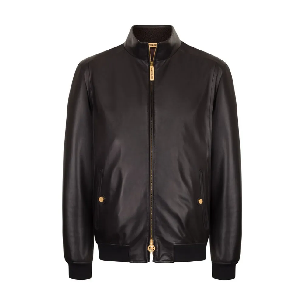 Fashion Lambskin Leather And Shearling Blouson Mens Outerwear