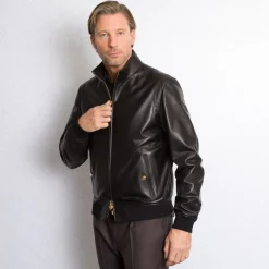 Fashion Lambskin Leather And Shearling Blouson Mens Outerwear