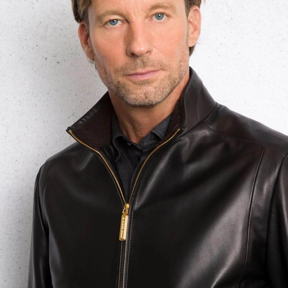 Fashion Lambskin Leather And Shearling Blouson Mens Outerwear