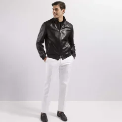 Flash Sale Lambskin Leather Blouson Mens Outerwear