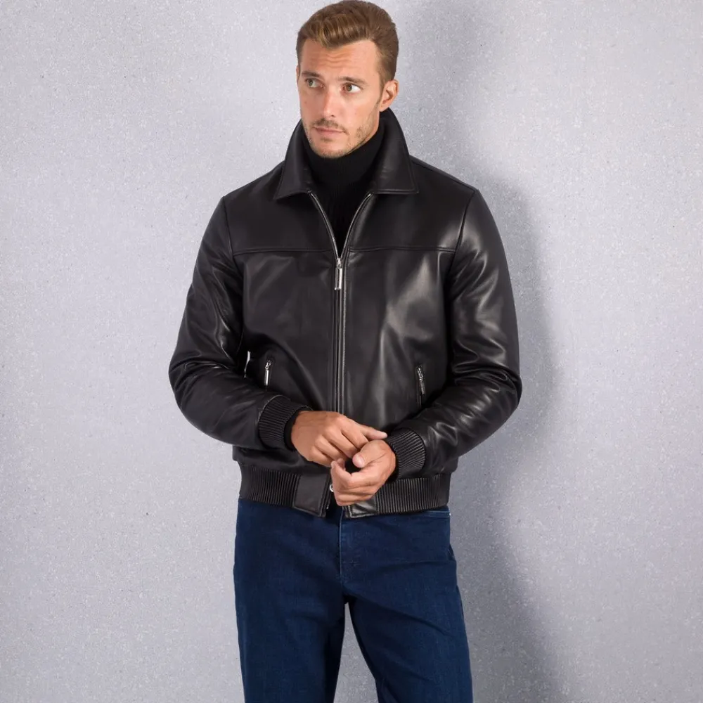 Online Lambskin Leather Blouson Mens Outerwear