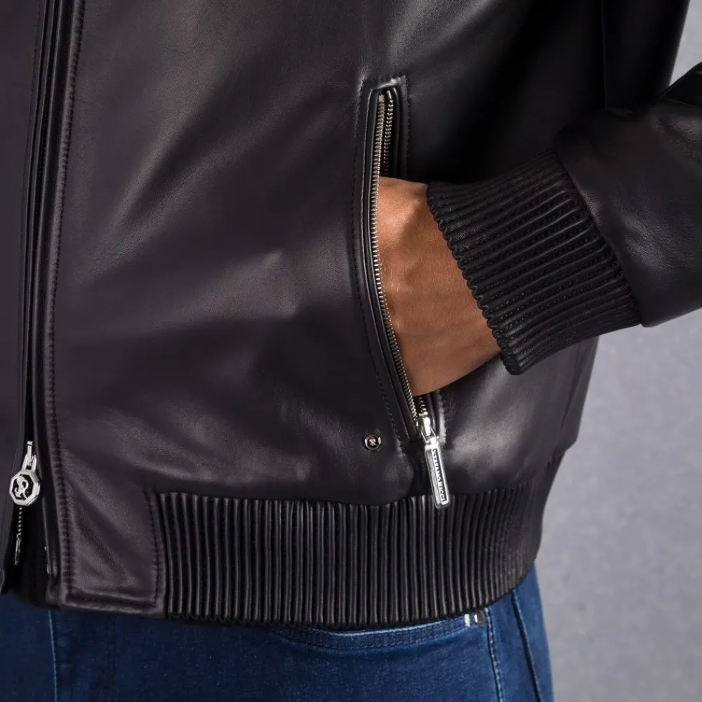 Online Lambskin Leather Blouson Mens Outerwear
