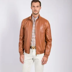 Best Sale Lambskin Leather Blouson Mens Outerwear