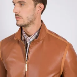 Best Sale Lambskin Leather Blouson Mens Outerwear