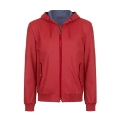 Best Sale Lambskin Leather Hooded Blouson Mens Outerwear