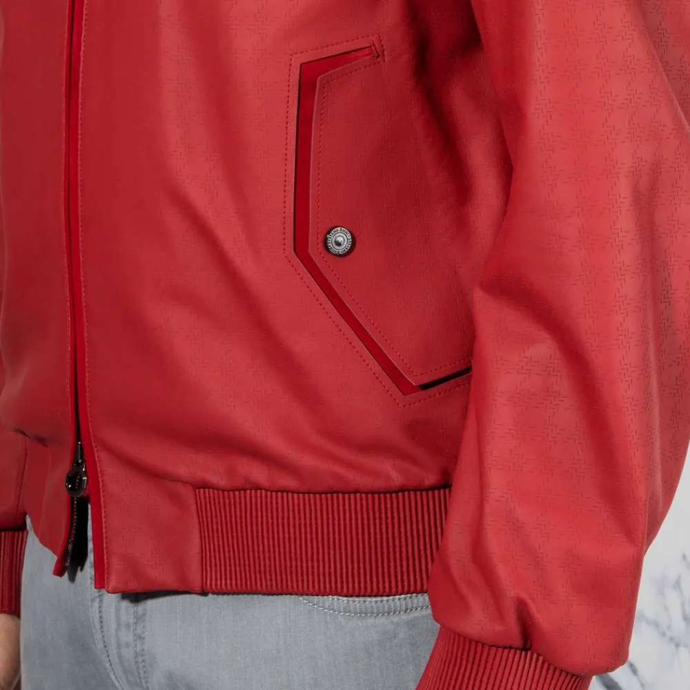 Best Sale Lambskin Leather Hooded Blouson Mens Outerwear