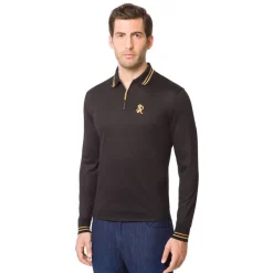 Outlet Long Sleeved Piqu Zip Polo Mens Last Sizes