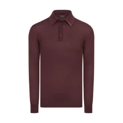 Flash Sale Long Sleeved Three Button Polo Mens Knitwear