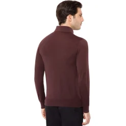 Flash Sale Long Sleeved Three Button Polo Mens Knitwear