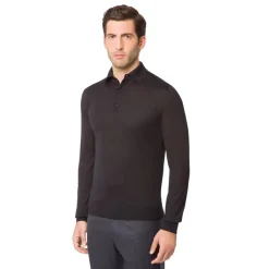 Online Long Sleeved Three Button Polo Mens Knitwear