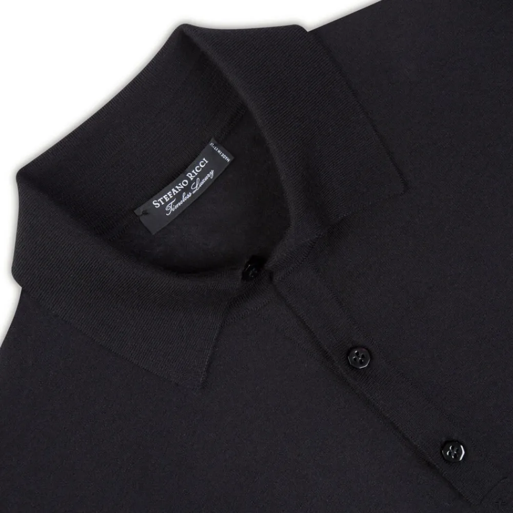 Online Long Sleeved Three Button Polo Mens Knitwear