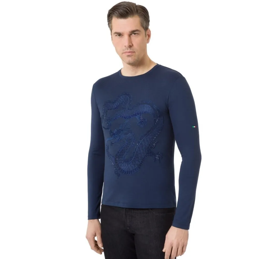 Store Long Sleeved T-Shirt With Chinese Dragon Motif Mens T-Shirts