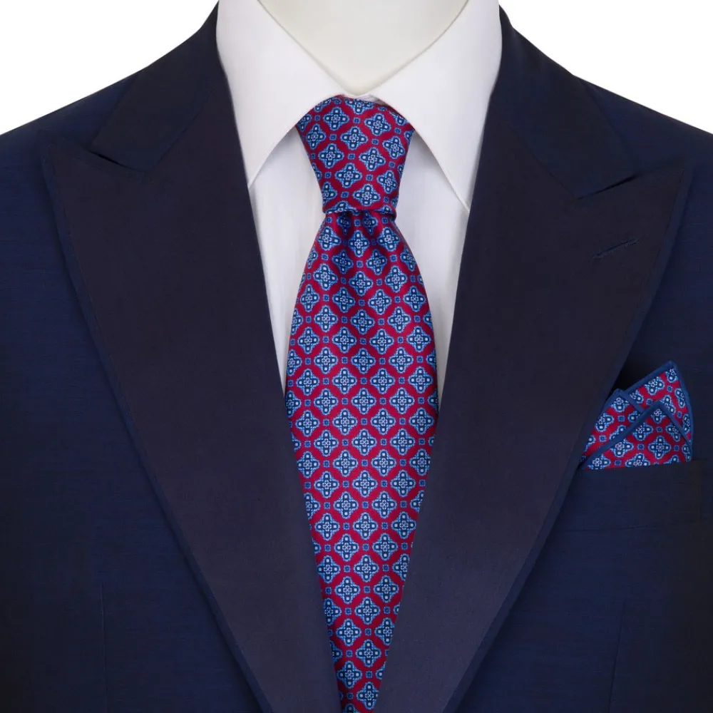 Outlet Luxury Hand Printed Silk Tie Set Ties