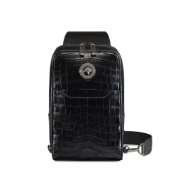 Clearance Matted Crocodile And Calfskin Leather Sling Backpack Bags