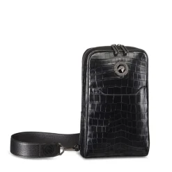 Clearance Matted Crocodile And Calfskin Leather Sling Backpack Bags