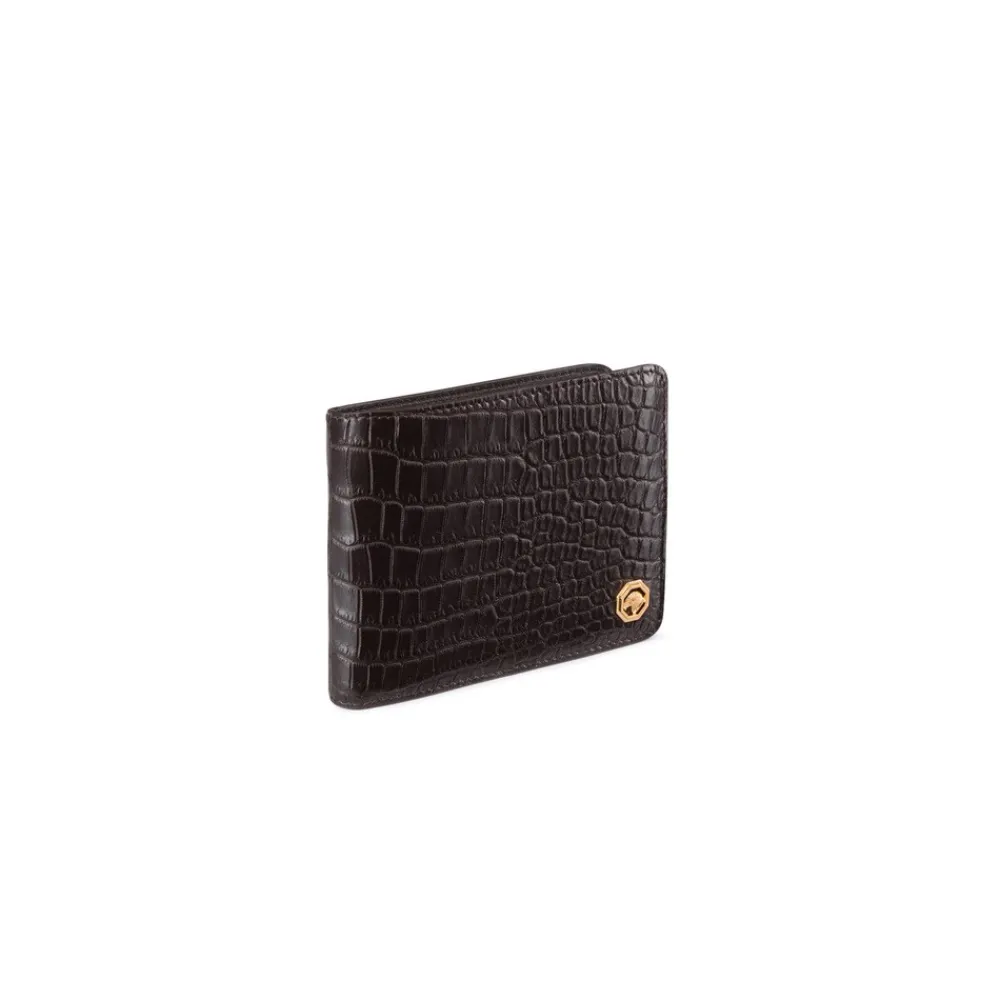 Store Matted Crocodile And Calfskin Bifold Wallet Small Leather Goods
