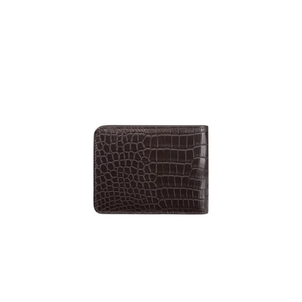 Store Matted Crocodile And Calfskin Bifold Wallet Small Leather Goods