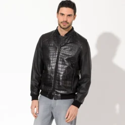 Shop Matted Crocodile And Deer Leather Blouson Mens Last Sizes