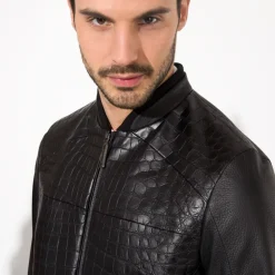Shop Matted Crocodile And Deer Leather Blouson Mens Last Sizes