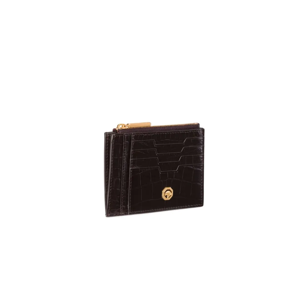 Outlet Matted Crocodile Card Holder Small Leather Goods