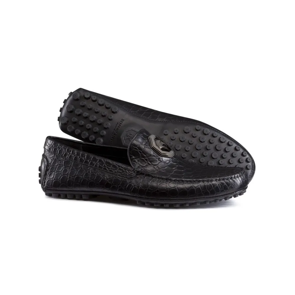 Sale Matted Crocodile Driving Shoes Loafers