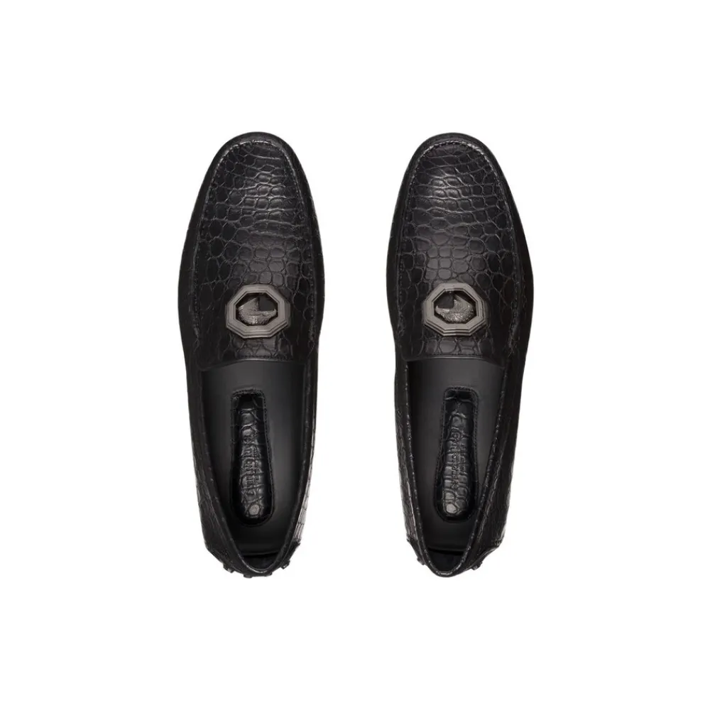 Sale Matted Crocodile Driving Shoes Loafers