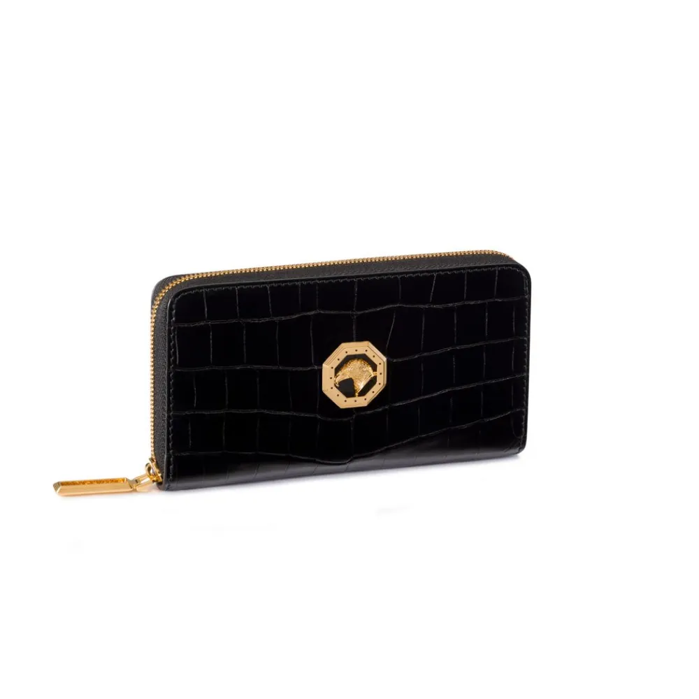 Cheap Matted Crocodile Leather Zip-Around Wallet Small Leather Goods